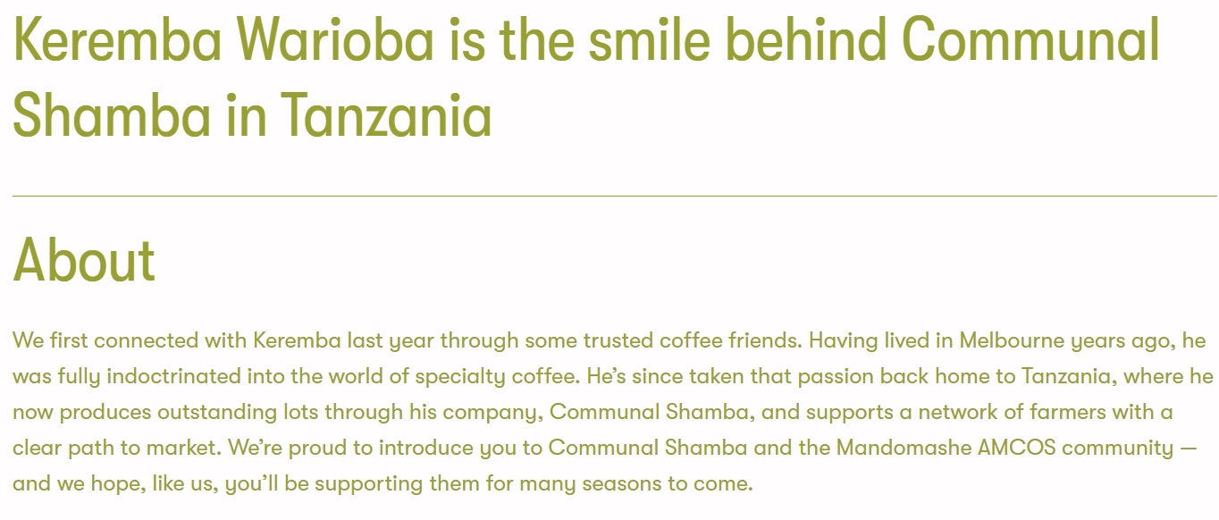 Tanzania Communal Shamba Filter Roast