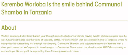 Tanzania Communal Shamba Filter Roast
